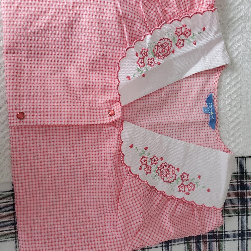 Womens Gingham Check House Robe - Picture 8 of 12